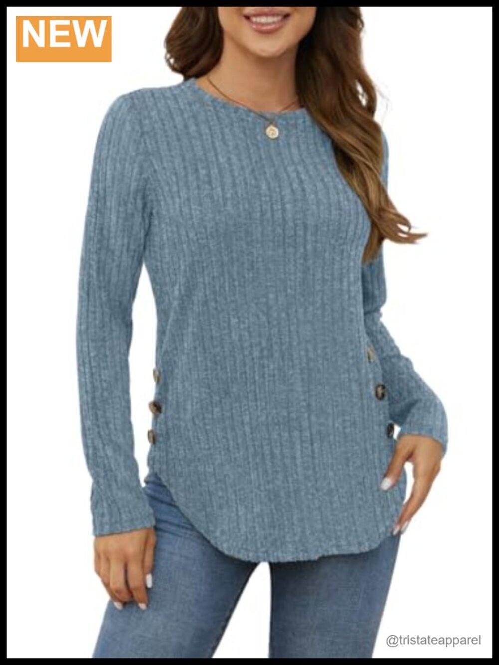 Long Sleeve Ribbed Knit Tunic Top Loose Fit Fall Sweater with Leggings